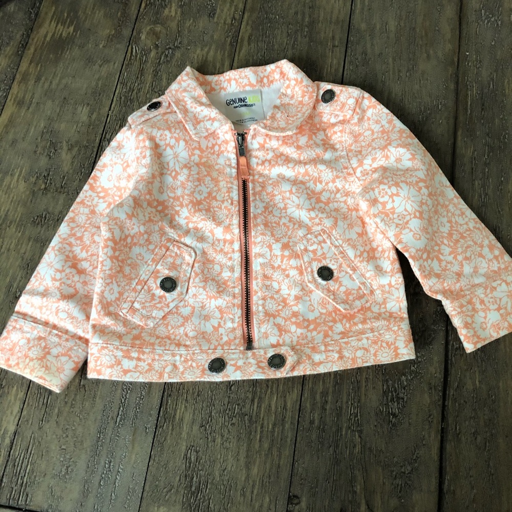 Girls denim coat with floral print